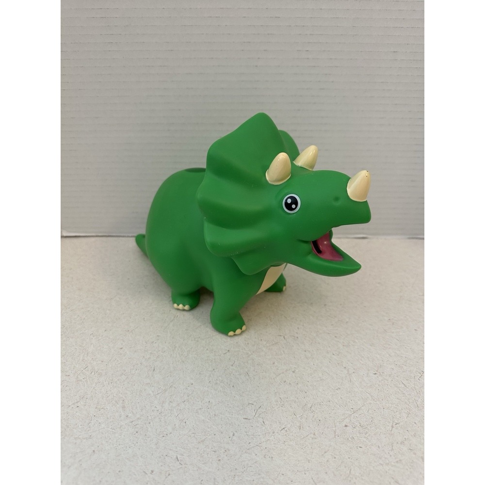 Triceratops Dinosaur Green Hard Plastic Piggy Bank Money Coin Bank